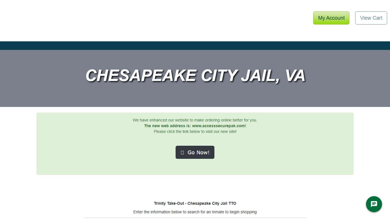 Access Securepak - TTO - Chesapeake City Jail Program - VA - Take Out Menu